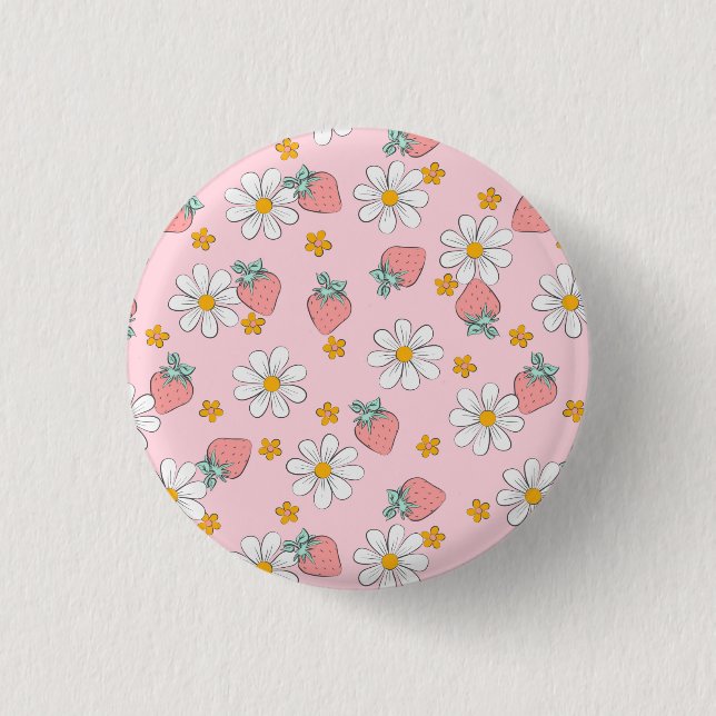 Summer Strawberry Daisy Pattern  3 Cm Round Badge (Front)