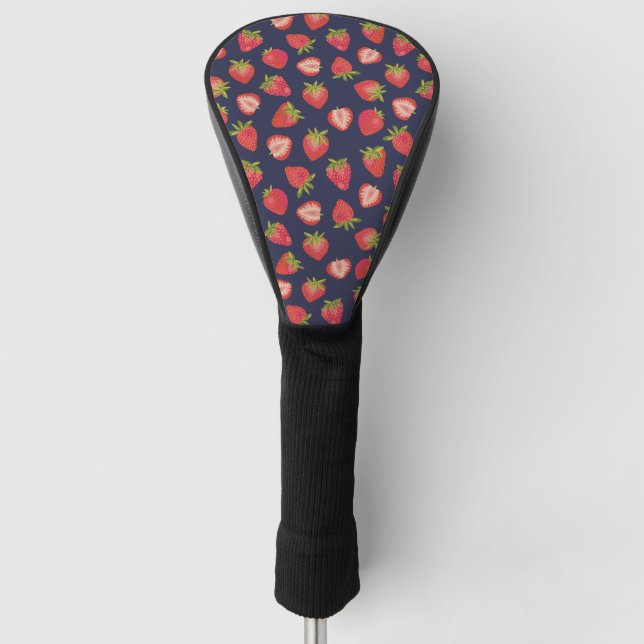 Summer Strawberry Dark Blue & Red Golf Head Cover (Front)