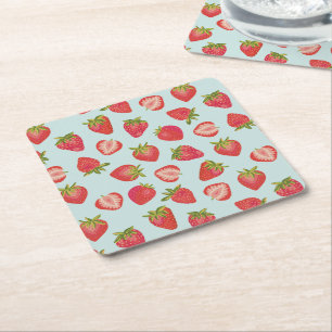 Summer Strawberry Fruit pattern Square Paper Coaster