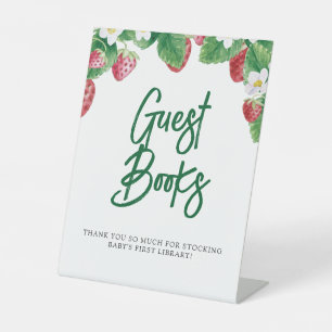 Summer Strawberry Guest Books Baby Shower  Pedestal Sign