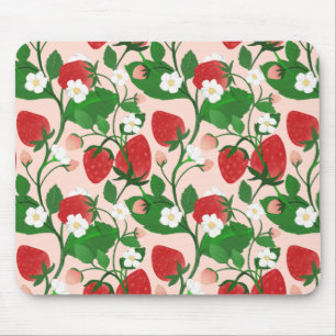 Summer Strawberry in Pink Mouse Mat