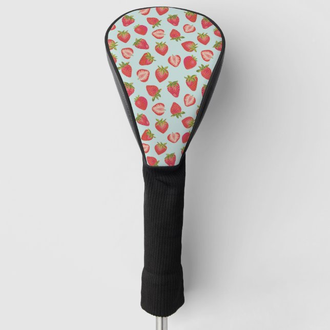Summer Strawberry Mint Green & Red Golf Head Cover (Front)