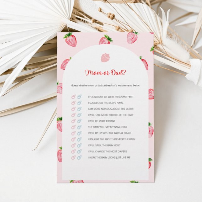 Summer Strawberry Mum Or Dad Baby Shower Game (Creator Uploaded)