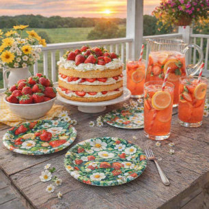 Summer Strawberry Red Fruit Paper Plate