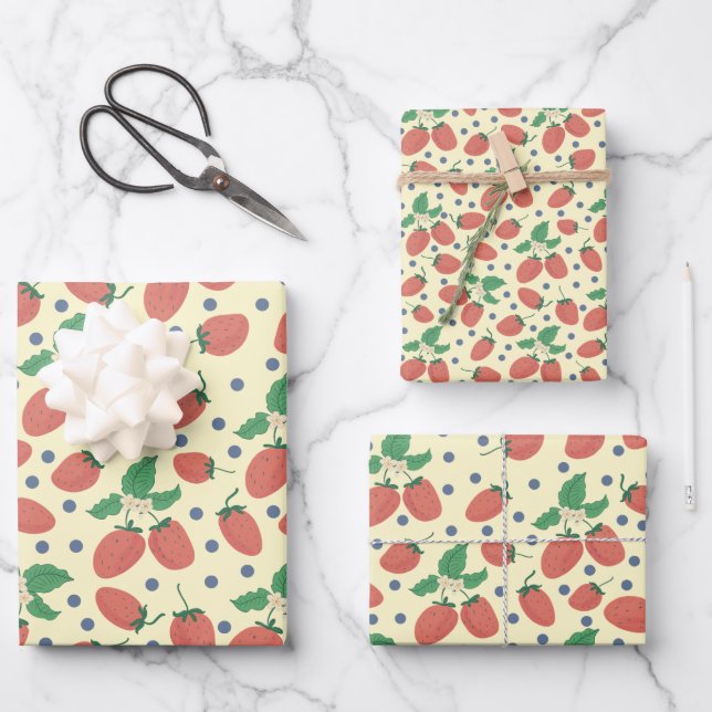 Summer Strawberry Wrapping Paper (Front)