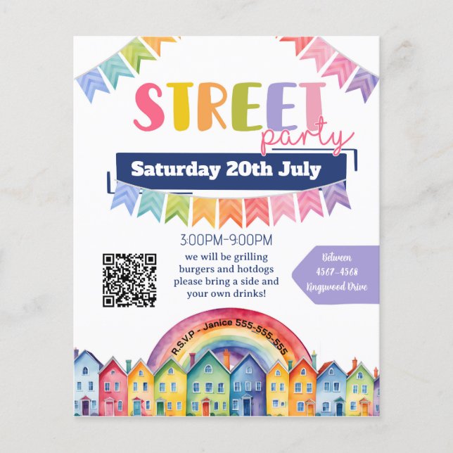 summer street party block BBQ fundraiser  Flyer (Front)