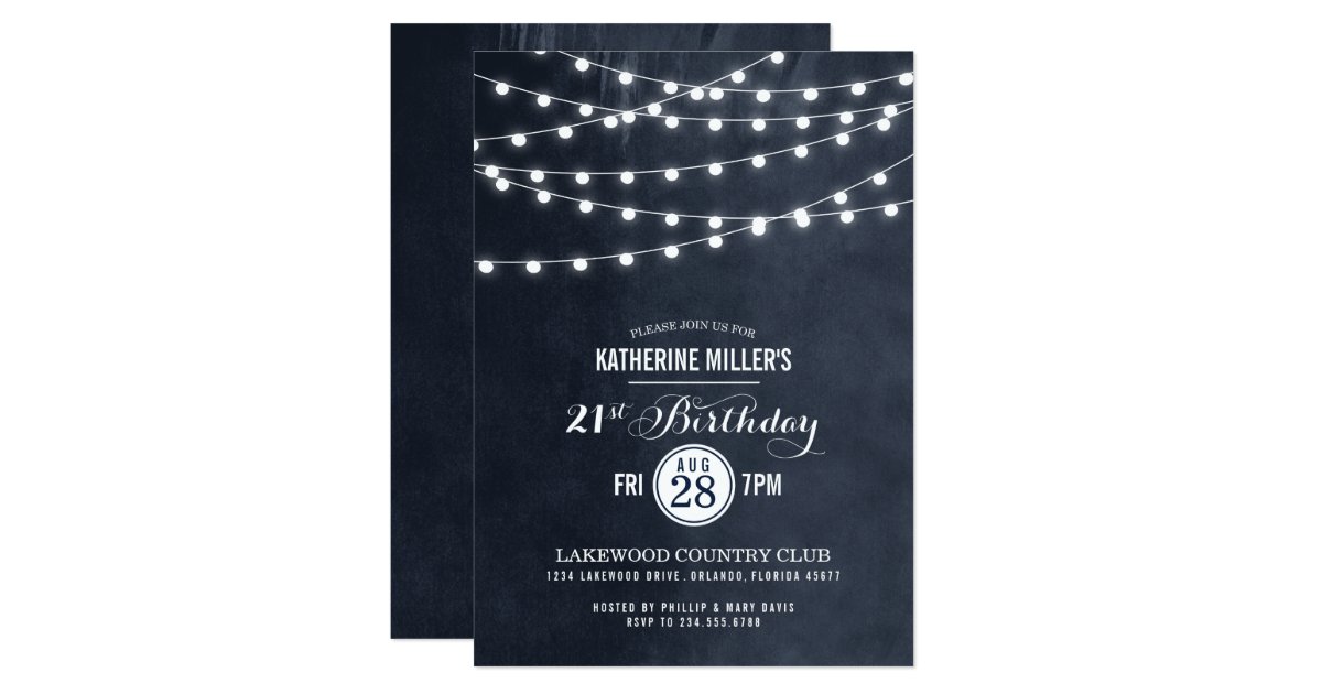 Summer String Lights Birthday Party Invitation Zazzle