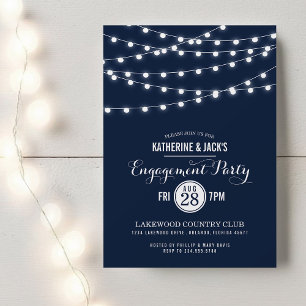 Summer String Lights Engagement Party Invitation