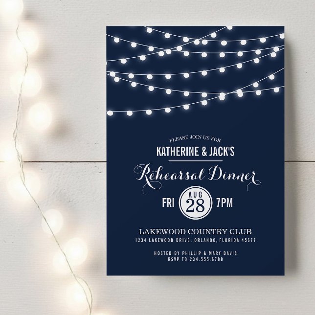 Summer String Lights Rehearsal Dinner Invitation (Creator Uploaded)