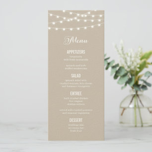 Summer String Lights Wedding Menu Card
