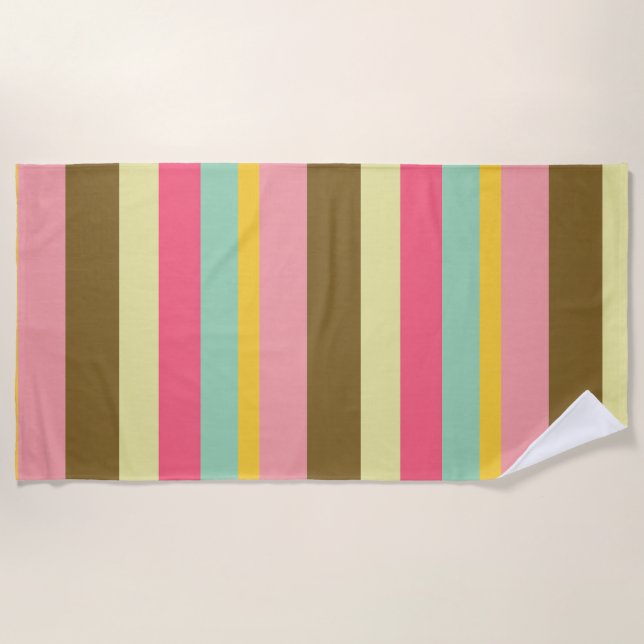 Summer Stripe Colour Palette Design Beach Towel (Front)