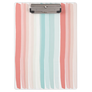 Summer stripes in coral and turquoise clipboard