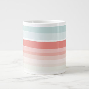 Summer stripes in coral and turquoise large coffee mug