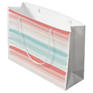 Summer stripes in coral and turquoise large gift bag