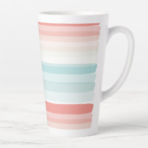 Summer stripes in coral and turquoise latte mug