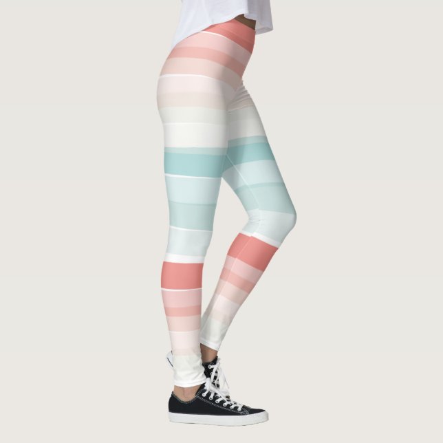 Summer stripes in coral and turquoise leggings (Right)