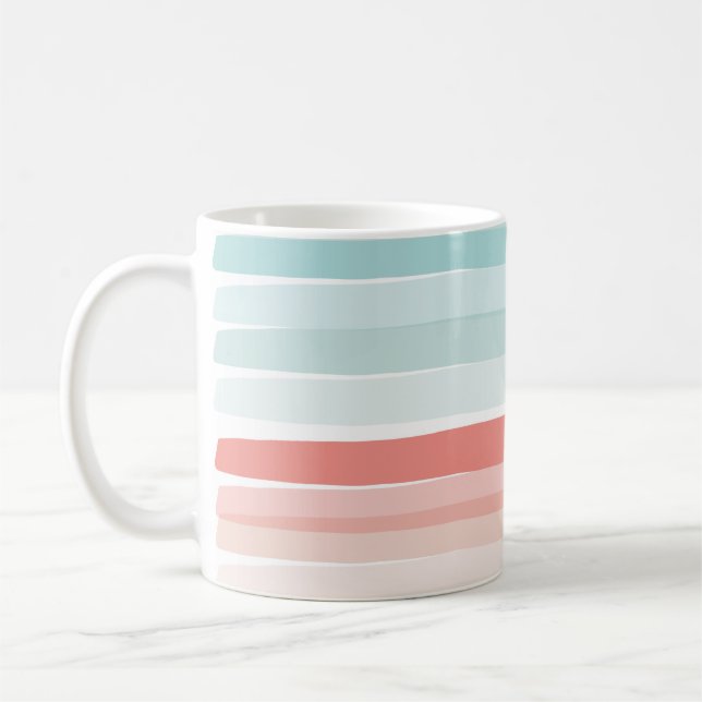 Summer stripes in coral and turquoise mug (Left)