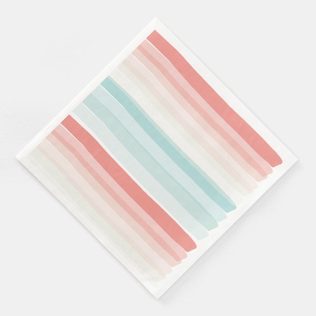 Summer stripes in coral and turquoise napkin (Corner)