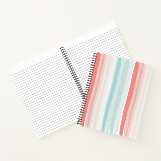 Summer stripes in coral and turquoise notebook (Inside)