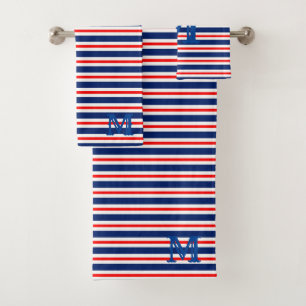 Summer Stripes Monogrammed Ocean Bath Towel Set