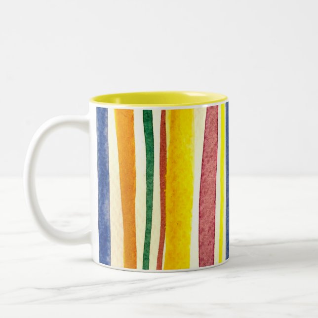 summer stripes Two-Tone coffee mug (Left)