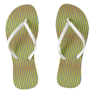 Summer Stripes Yellow Orange Aqua Flip Flops