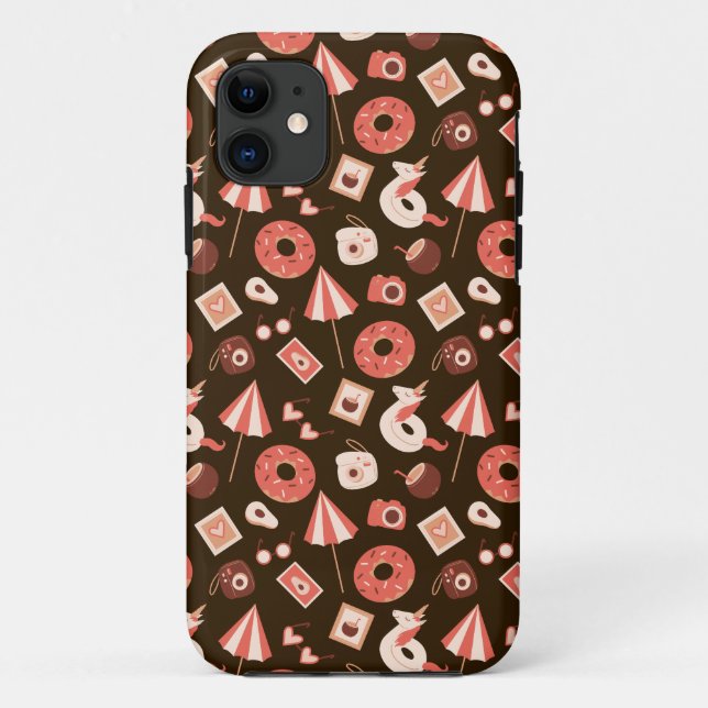 Summer Stuff Chocolate Brown Background Case-Mate iPhone Case (Back)