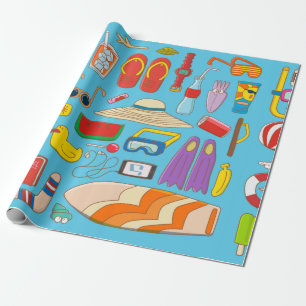 Summer stuff collection item for summer time at th wrapping paper