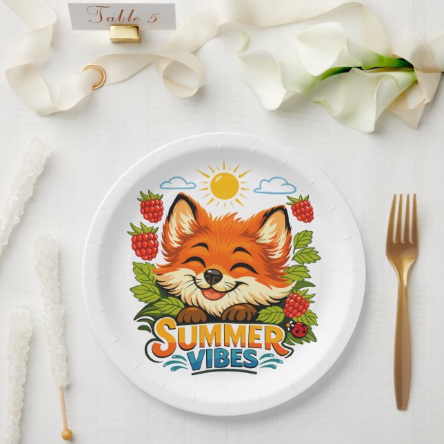 Summer-style with a fox design paper plate (Wedding)