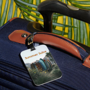 Summer Suite Surfboards & Palm Trees Luggage Tag