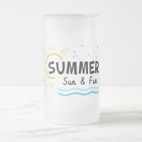 Summer Sun and Fun Frosted Glass Beer Mug