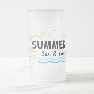 Summer Sun and Fun Frosted Glass Beer Mug