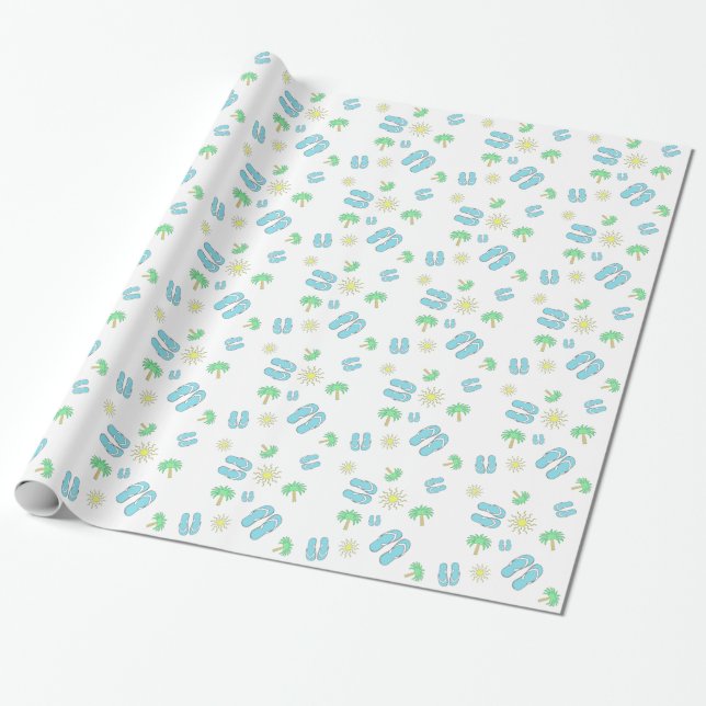 Summer Sun and Sandals Gift Wrap (Unrolled)