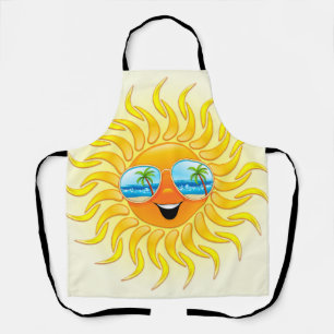 Summer Sun Cartoon with Sunglasses Apron