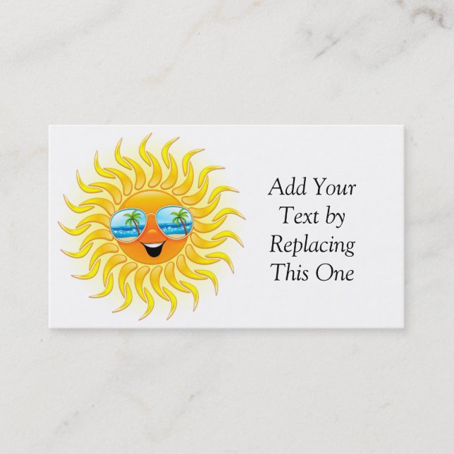 Summer Sun Cartoon with Sunglasses business card (Front)