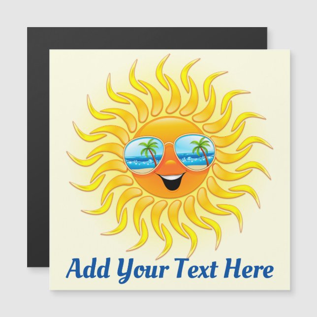 Summer Sun Cartoon with Sunglasses  Magnetic Invitation (Front/Back)