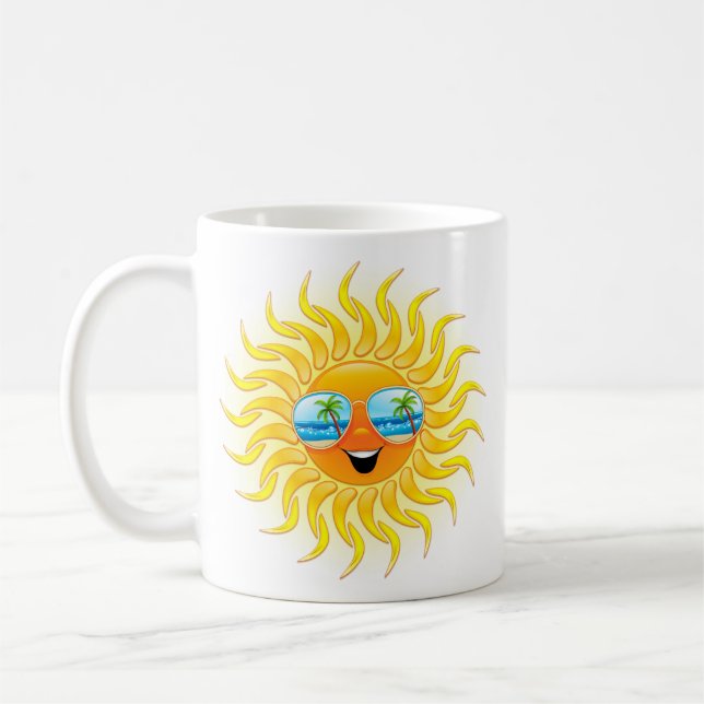 Summer Sun Cartoon with Sunglasses mug (Left)