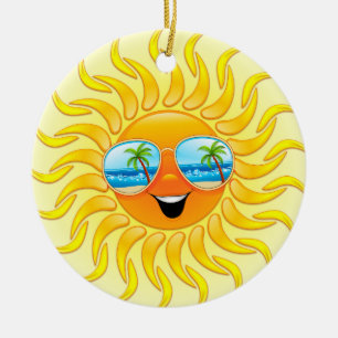 Summer Sun Cartoon with Sunglasses ornament