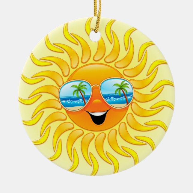 Summer Sun Cartoon with Sunglasses ornament (Front)