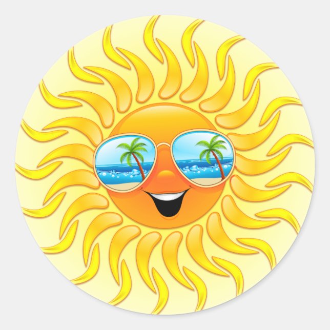 Summer Sun Cartoon with Sunglasses stickers (Front)