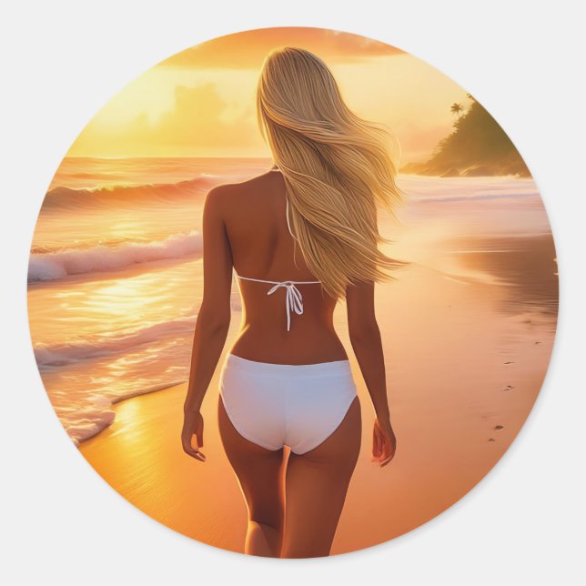 SUMMER SUN  CLASSIC ROUND STICKER (Front)