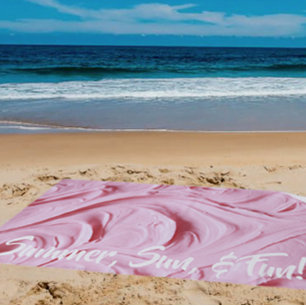 'Summer, Sun, & Fun' Pink Cupcake Frosting Beach Towel