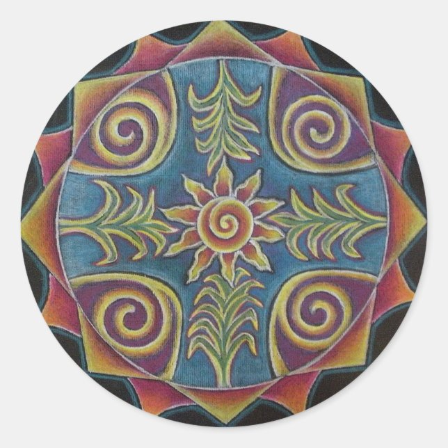 Summer Sun Mandala Classic Round Sticker (Front)