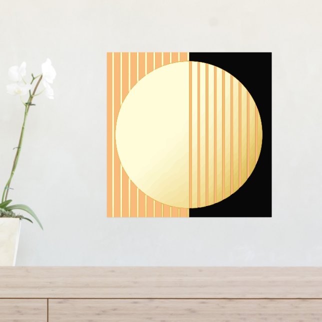 Summer Sun Orange Black Striped Circles Art Gold Foil Prints (In Situ (Entry Table))