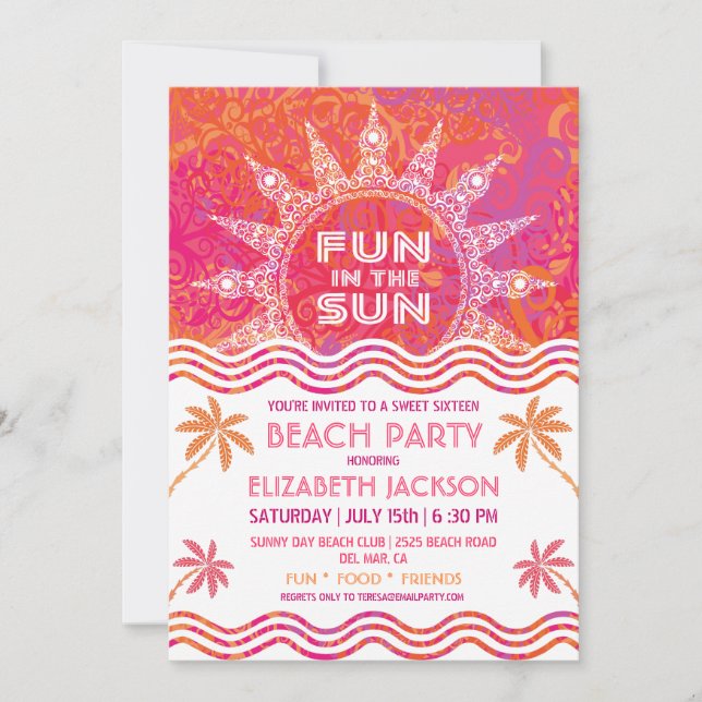 Summer Sun Party Invitation (Front)
