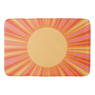 Summer Sun Retro Sun Rays Yellow Orange Pink Bath Mat