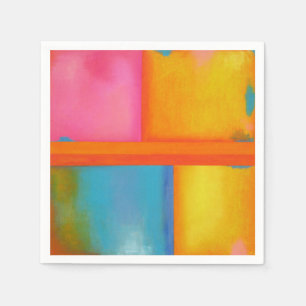 SUMMER, SUN & SEA - Pink Yellow Blue Abstract Art Napkin