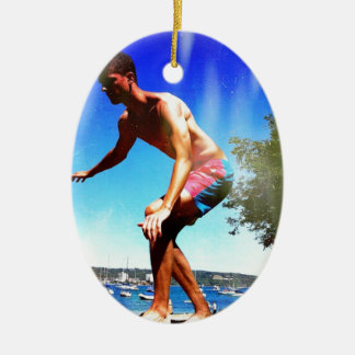 Summer Sun Slacklining Ceramic Tree Decoration
