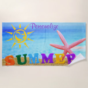 Summer Sun Starfish Beach Scene Towel