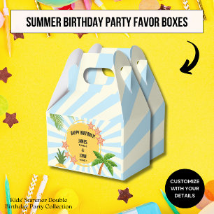 Summer Sun Theme Double Birthday Celebration Favour Box